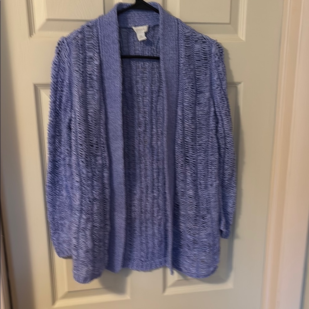 Chico's Blue Open-Front Cardigan Sweater